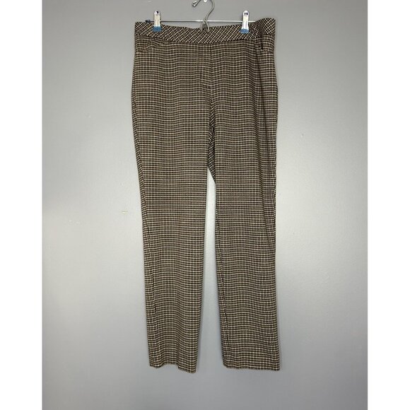 J.Jill Pants Womens M Black Tan Houndstooth Ponte Knit Slim Leg Pull On Stretch - Picture 1 of 16